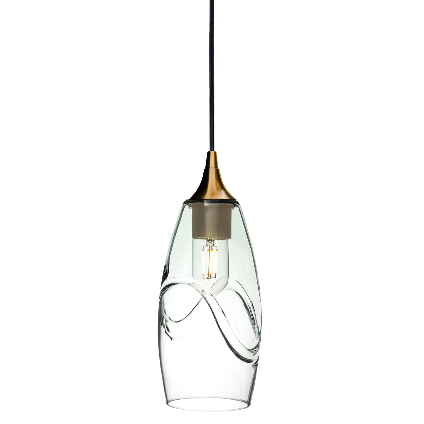 147 Single Pendant Light-Bicycle Glass Co-Polished Brass - 4ft Cord-Swell-Eco Clear-Bicycle Glass Co
