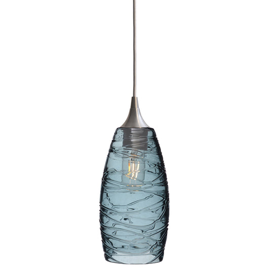 147 Single Pendant Light-Bicycle Glass Co-Brushed Nickel 15ft Cord + Track Mount-Spun-Slate Gray-Bicycle Glass Co
