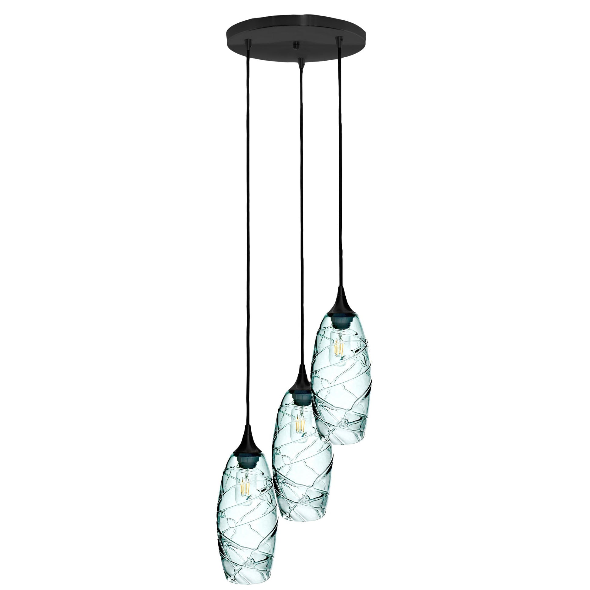 147 Spun: 3 Pendant Cascade Chandelier-Glass-Bicycle Glass Co - Hotshop-Eco Clear-Bicycle Glass Co
