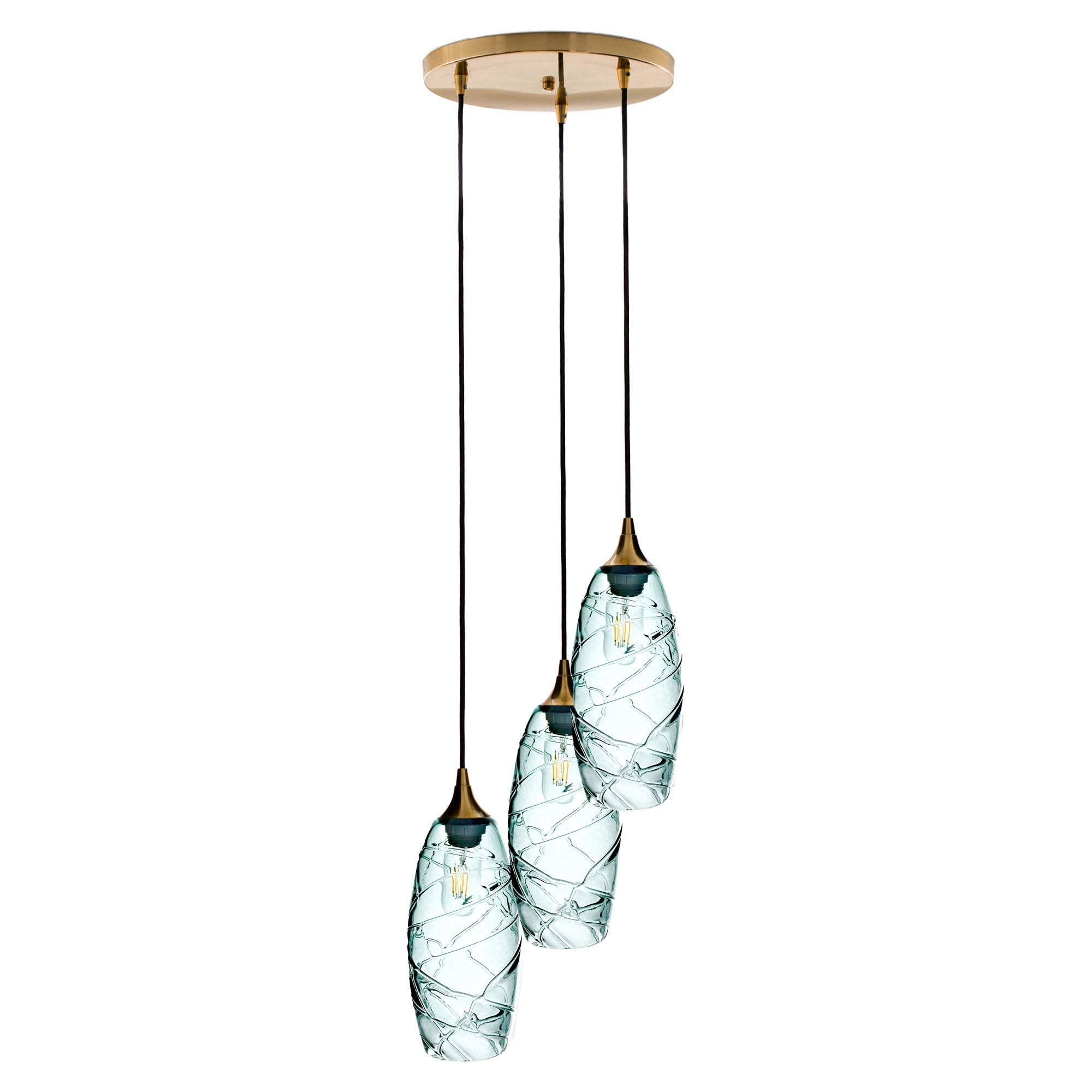 147 Spun: 3 Pendant Cascade Chandelier-Glass-Bicycle Glass Co - Hotshop-Steel Blue-Bicycle Glass Co