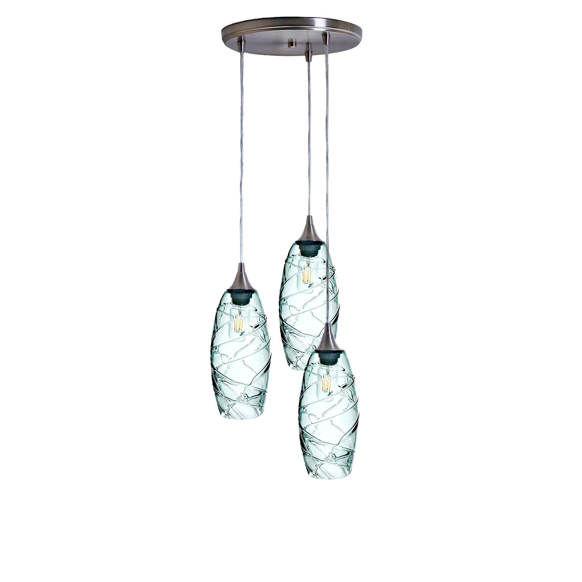 147 Spun: 3 Pendant Cascade Chandelier-Glass-Bicycle Glass Co - Hotshop-Steel Blue-Bicycle Glass Co