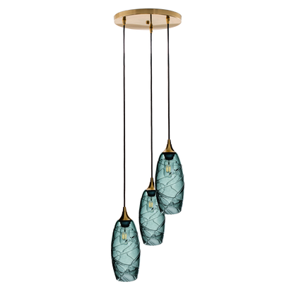 147 Spun: 3 Pendant Cascade Chandelier-Glass-Bicycle Glass Co - Hotshop-Steel Blue-Bicycle Glass Co