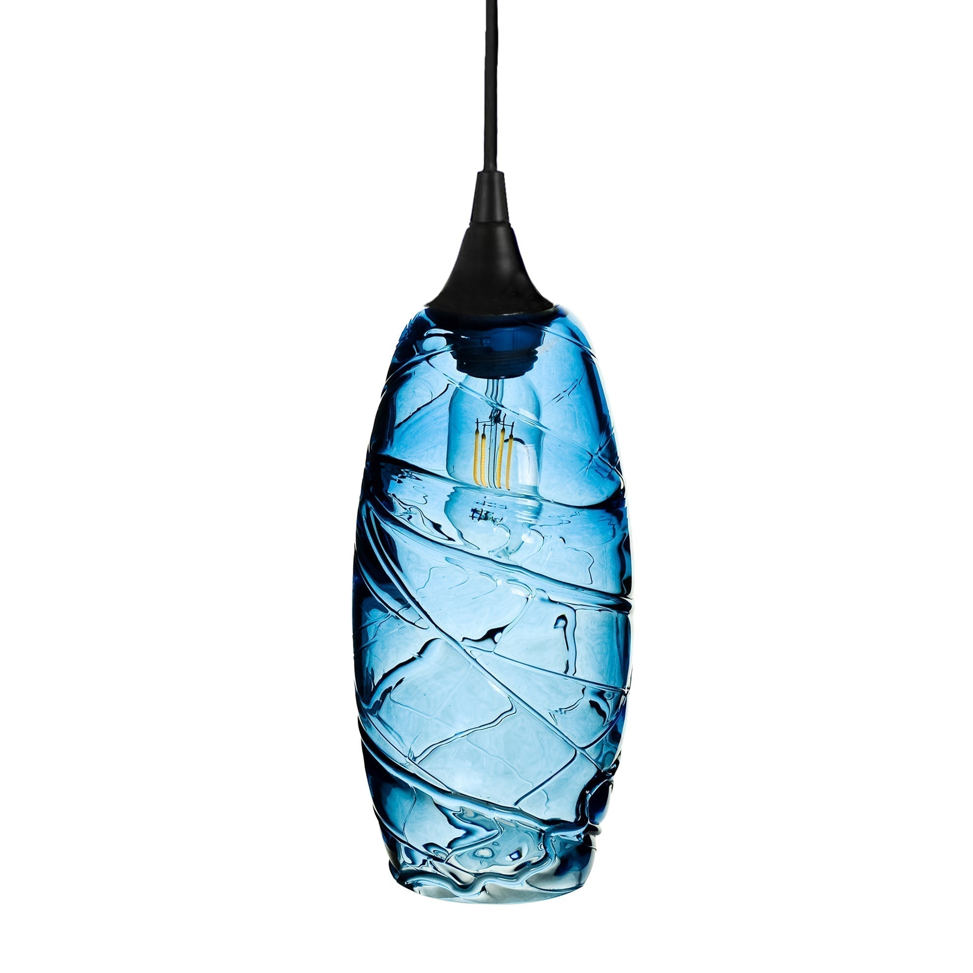 147 Spun: 3 Pendant Cascade Chandelier-Glass-Bicycle Glass Co - Hotshop-Steel Blue-Bicycle Glass Co