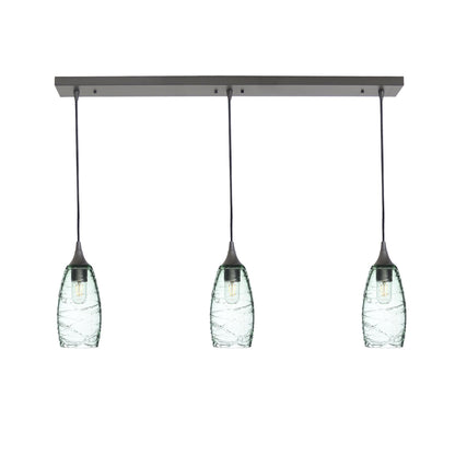 147 Spun: 3 Pendant Linear Chandelier-Glass-Bicycle Glass Co - Hotshop-Eco Clear-Antique Bronze-Bicycle Glass Co