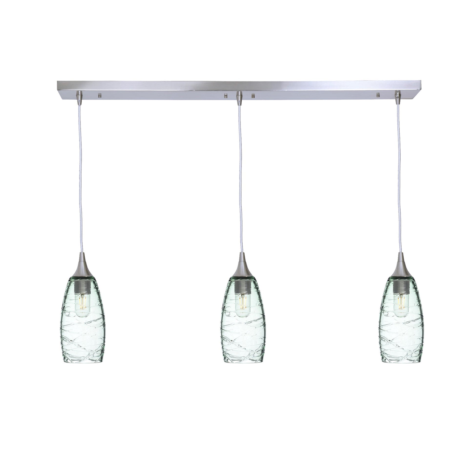 147 Spun: 3 Pendant Linear Chandelier-Glass-Bicycle Glass Co - Hotshop-Eco Clear-Brushed Nickel-Bicycle Glass Co