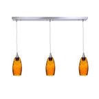 147 Spun: 3 Pendant Linear Chandelier-Glass-Bicycle Glass Co - Hotshop-Golden Amber-Brushed Nickel-Bicycle Glass Co