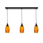 147 Spun: 3 Pendant Linear Chandelier-Glass-Bicycle Glass Co - Hotshop-Golden Amber-Matte Black-Bicycle Glass Co