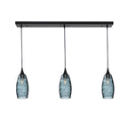 147 Spun: 3 Pendant Linear Chandelier-Glass-Bicycle Glass Co - Hotshop-Slate Gray-Matte Black-Bicycle Glass Co