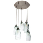 147 Spun: 5 Pendant Cascade Chandelier-Glass-Bicycle Glass Co.-Steel Blue-Bicycle Glass Co