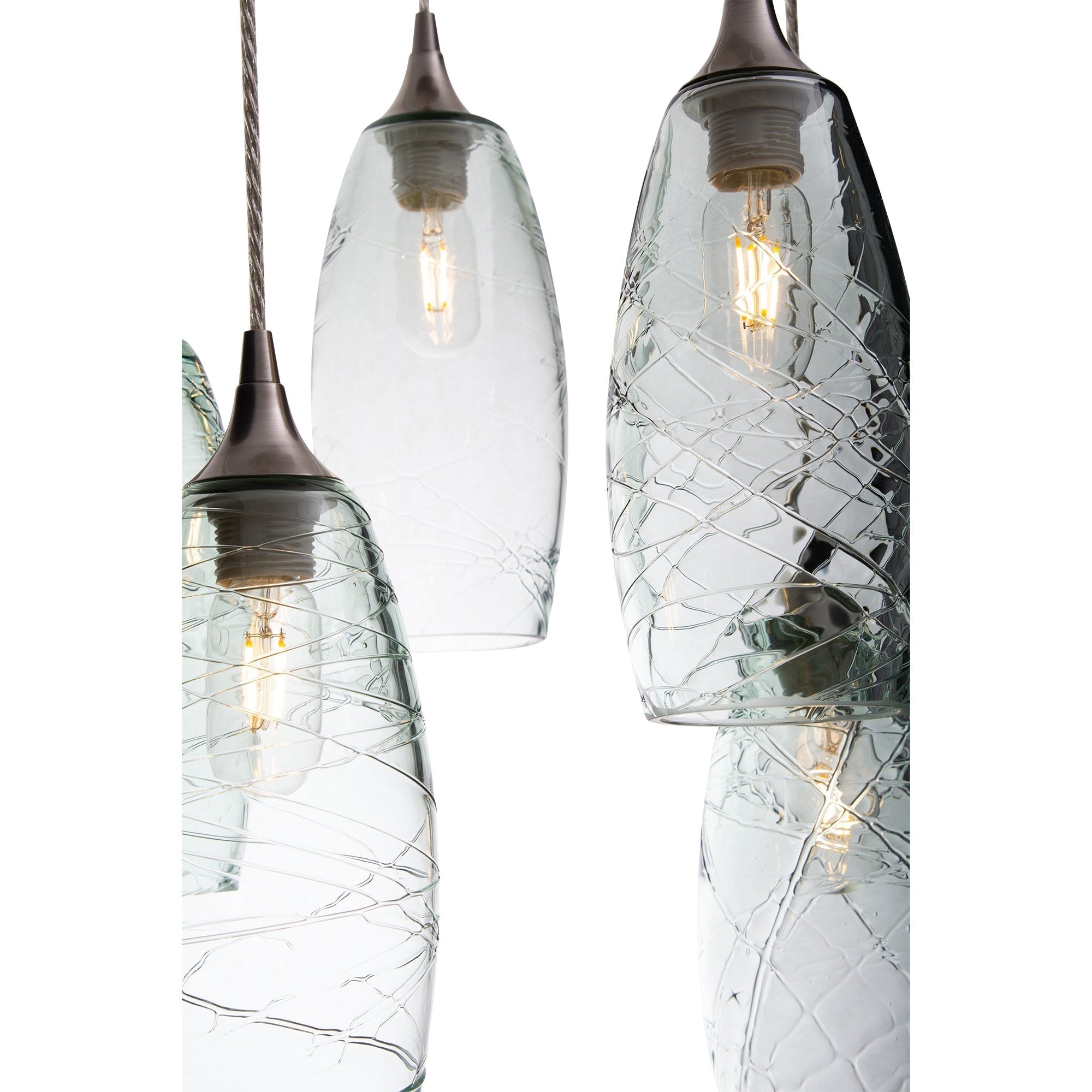 147 Spun: 5 Pendant Cascade Chandelier-Glass-Bicycle Glass Co.-Steel Blue-Bicycle Glass Co