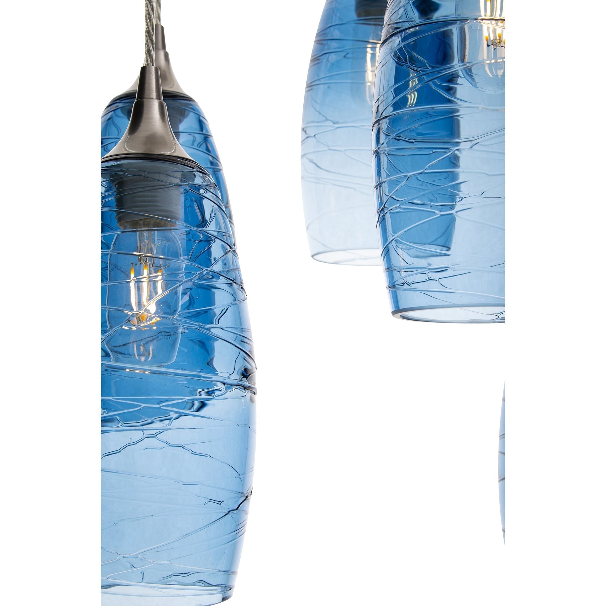 147 Spun: 5 Pendant Cascade Chandelier-Glass-Bicycle Glass Co.-Steel Blue-Bicycle Glass Co
