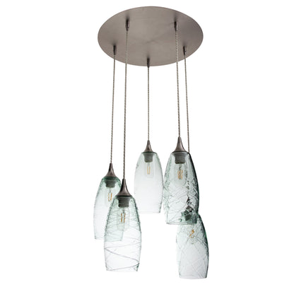 147 Spun: 5 Pendant Cascade Chandelier-Glass-Bicycle Glass Co.-Eco Clear-Bicycle Glass Co