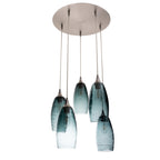 147 Spun: 5 Pendant Cascade Chandelier-Glass-Bicycle Glass Co.-Steel Blue-Bicycle Glass Co