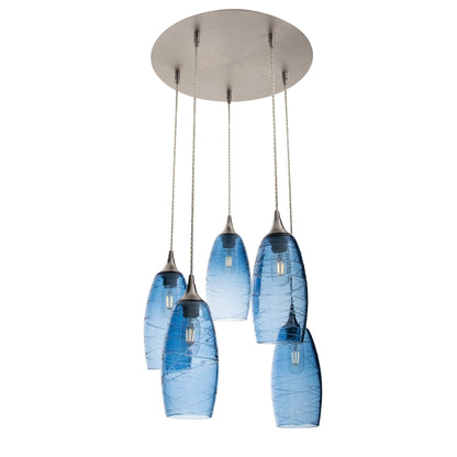 147 Spun: 5 Pendant Cascade Chandelier-Glass-Bicycle Glass Co.-Steel Blue-Bicycle Glass Co