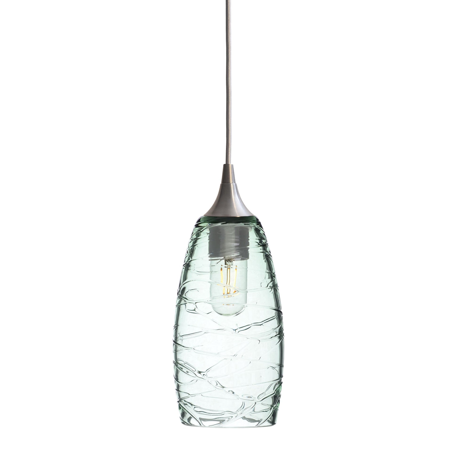 147 Spun: Single Pendant Light-Glass-Bicycle Glass Co - Hotshop-Eco Clear-Brushed Nickel-Bicycle Glass Co
