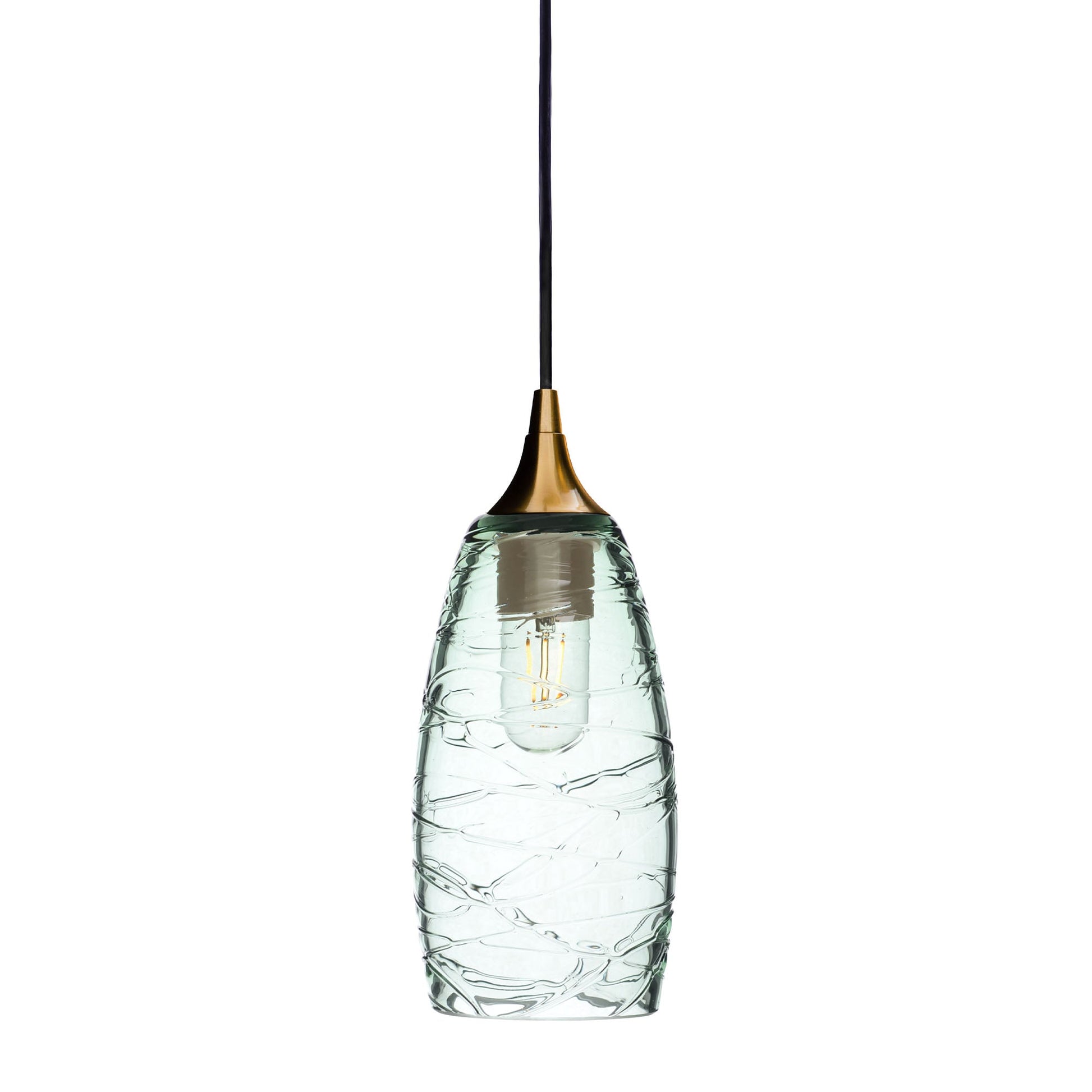 147 Spun: Single Pendant Light-Glass-Bicycle Glass Co - Hotshop-Eco Clear-Polished Brass-Bicycle Glass Co