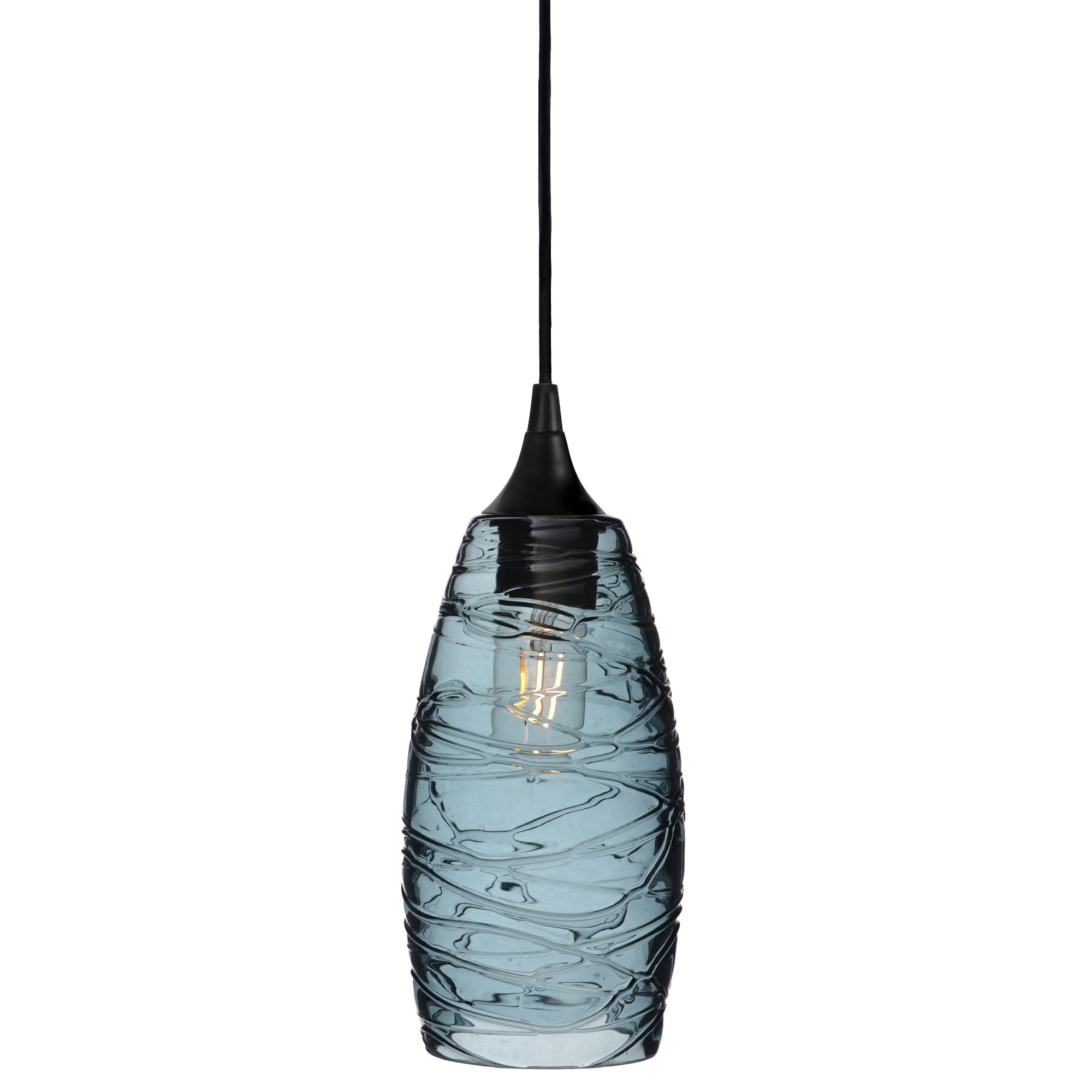 147 Spun: Single Pendant Light-Glass-Bicycle Glass Co - Hotshop-Slate Gray-Matte Black-Bicycle Glass Co