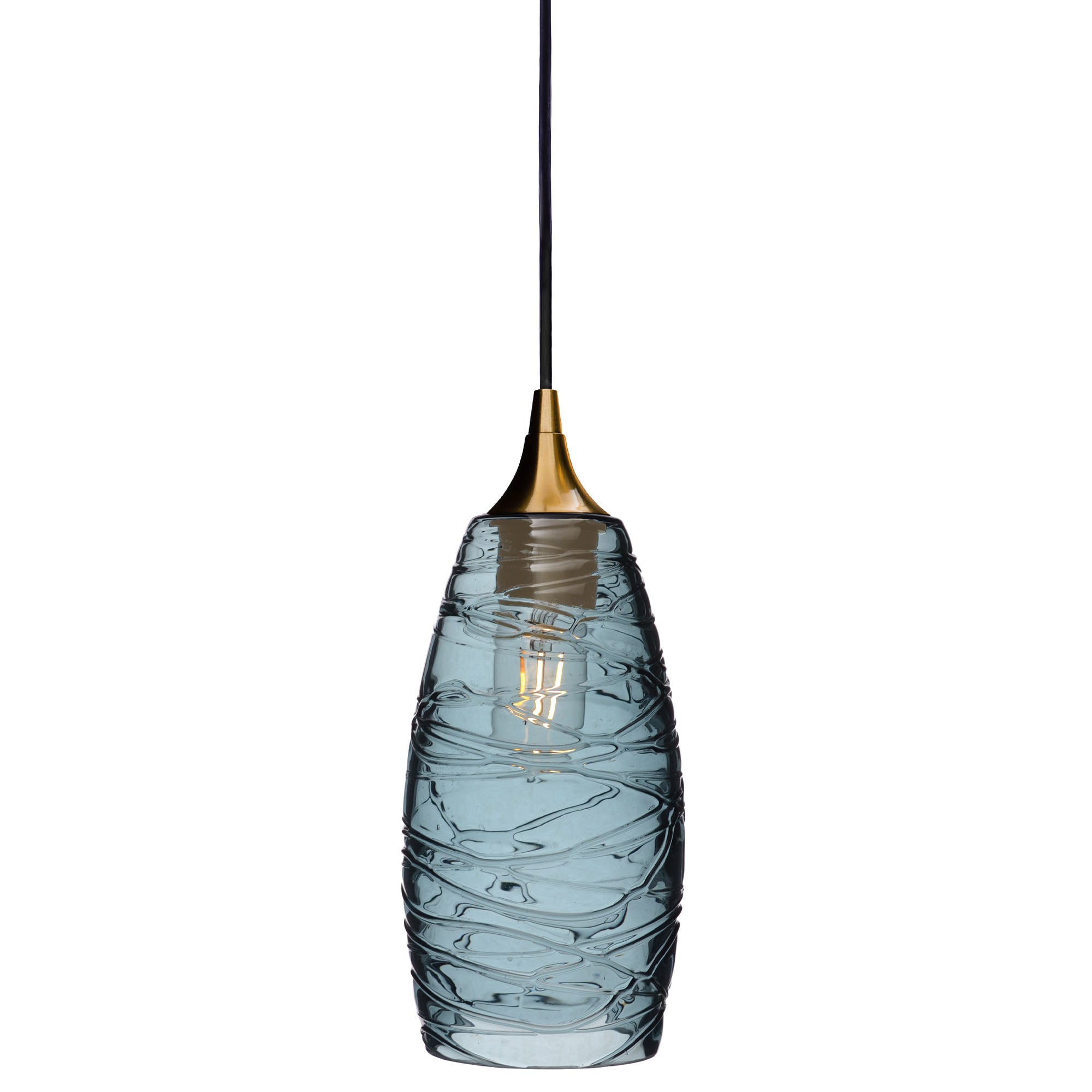 147 Spun: Single Pendant Light-Glass-Bicycle Glass Co - Hotshop-Slate Gray-Polished Brass-Bicycle Glass Co