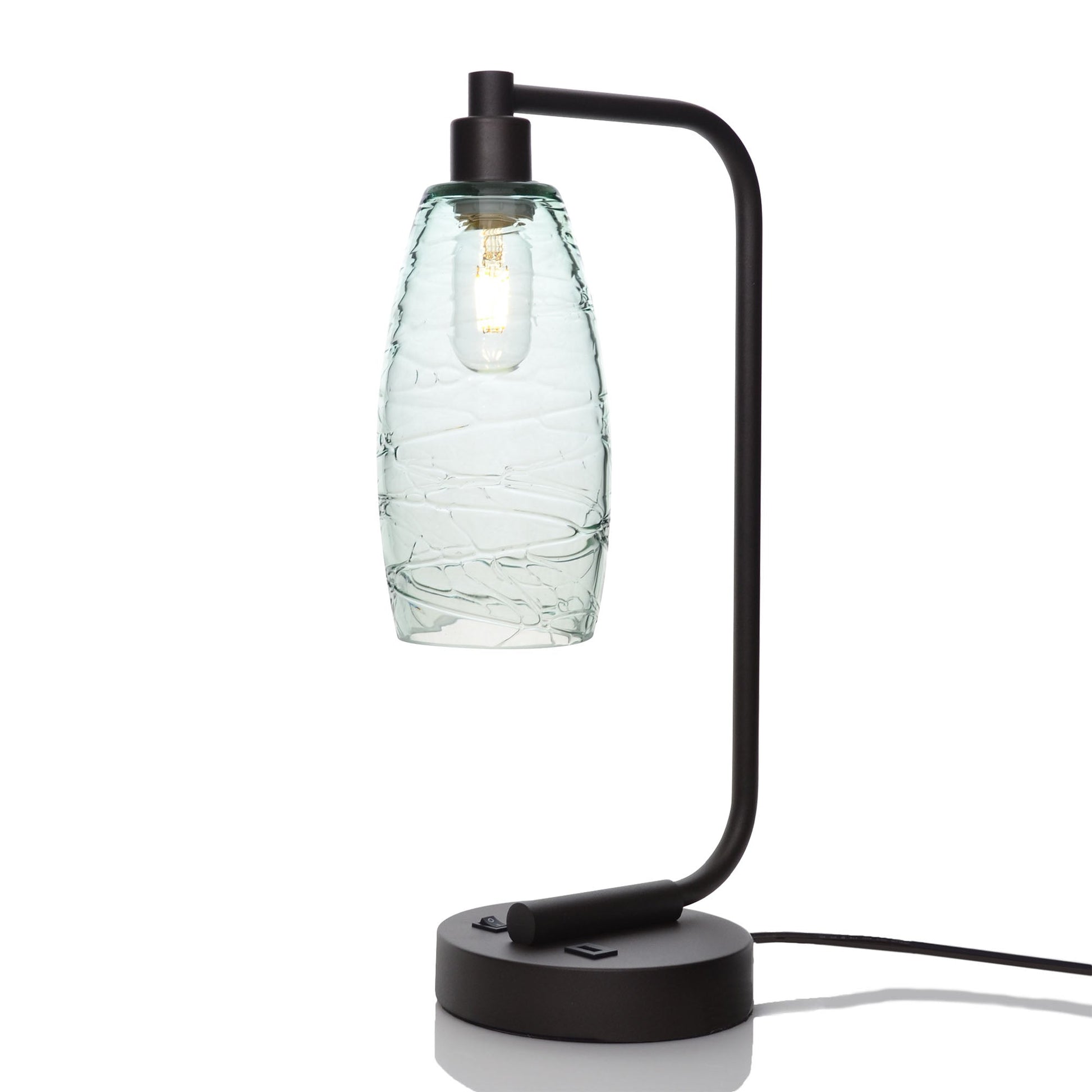 147 Spun: Table Lamp-Glass-Bicycle Glass Co - Hotshop-Eco Clear-Matte Black-Bicycle Glass Co