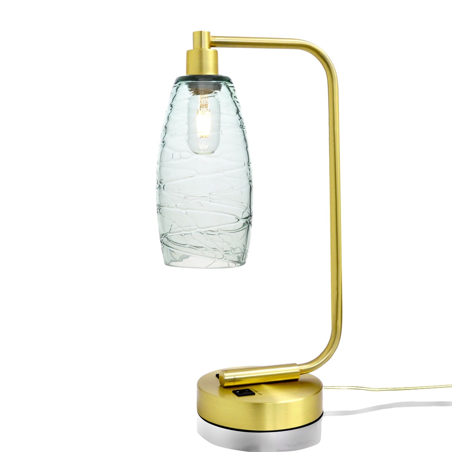 147 Spun: Table Lamp-Glass-Bicycle Glass Co - Hotshop-Eco Clear-Satin Brass-Bicycle Glass Co