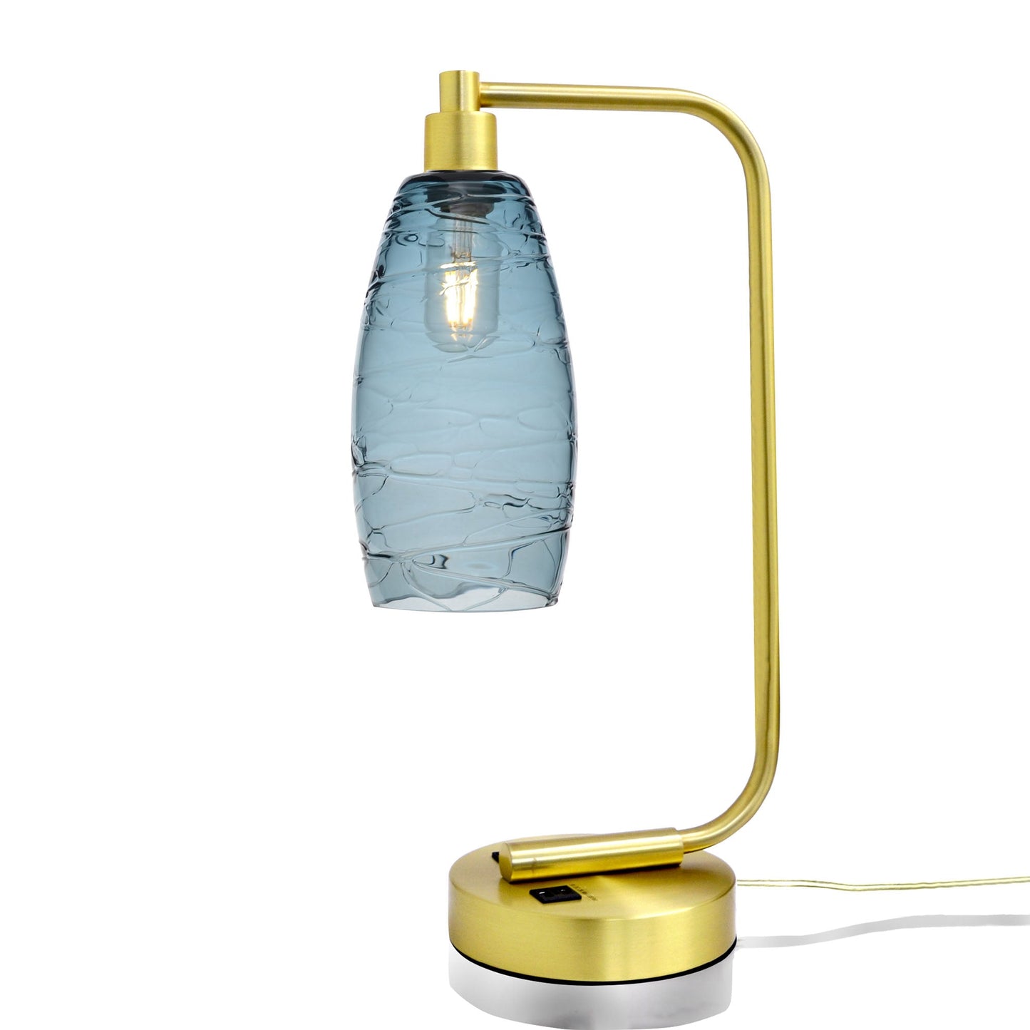 147 Spun: Table Lamp-Glass-Bicycle Glass Co - Hotshop-Slate Gray-Satin Brass-Bicycle Glass Co