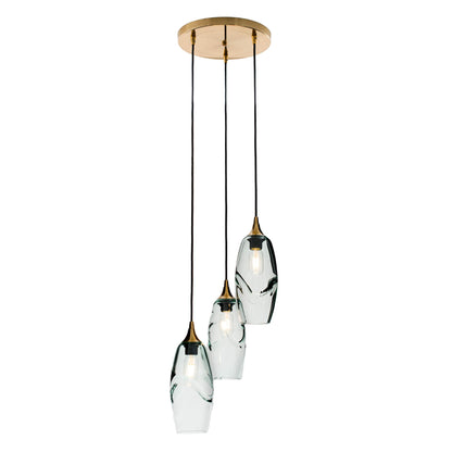 147 Swell: 3 Pendant Cascade Chandelier-Glass-Bicycle Glass Co-Eco Clear-Bicycle Glass Co