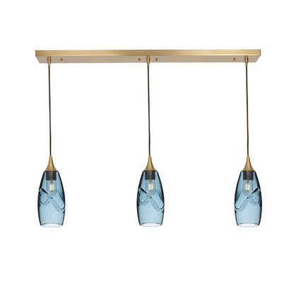 147 Swell: 3 Pendant Linear Chandelier-Glass-Bicycle Glass Co - Hotshop-Eco Clear-Antique Bronze-Bicycle Glass Co