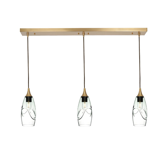 147 Swell: 3 Pendant Linear Chandelier-Glass-Bicycle Glass Co - Hotshop-Eco Clear-Antique Bronze-Bicycle Glass Co