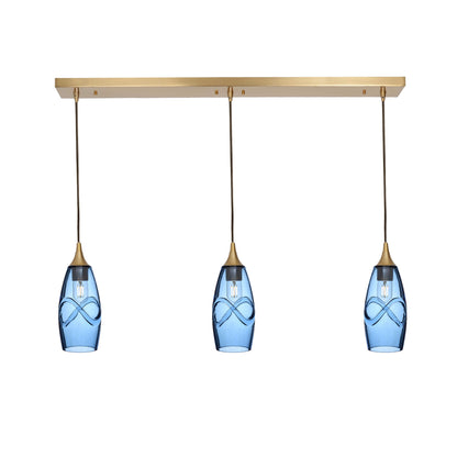 147 Swell: 3 Pendant Linear Chandelier-Glass-Bicycle Glass Co - Hotshop-Eco Clear-Antique Bronze-Bicycle Glass Co
