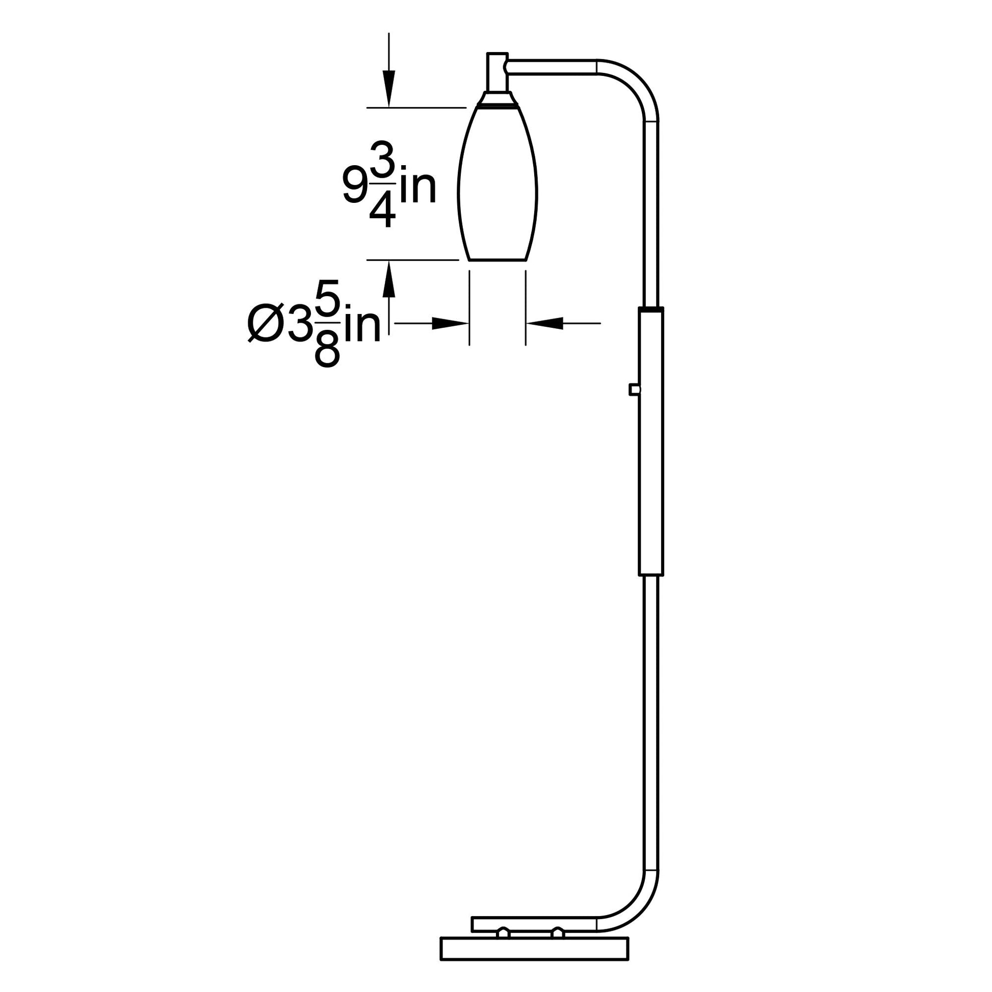 147 Swell: Floor Lamp-Glass-Bicycle Glass Co - Hotshop-Slate Gray-Matte Black-Bicycle Glass Co