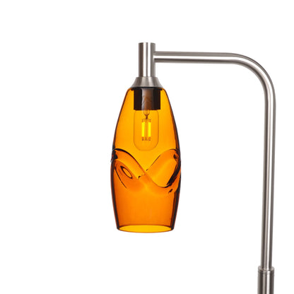 147 Swell: Floor Lamp-Glass-Bicycle Glass Co - Hotshop-Golden Amber-Brushed Nickel-Bicycle Glass Co