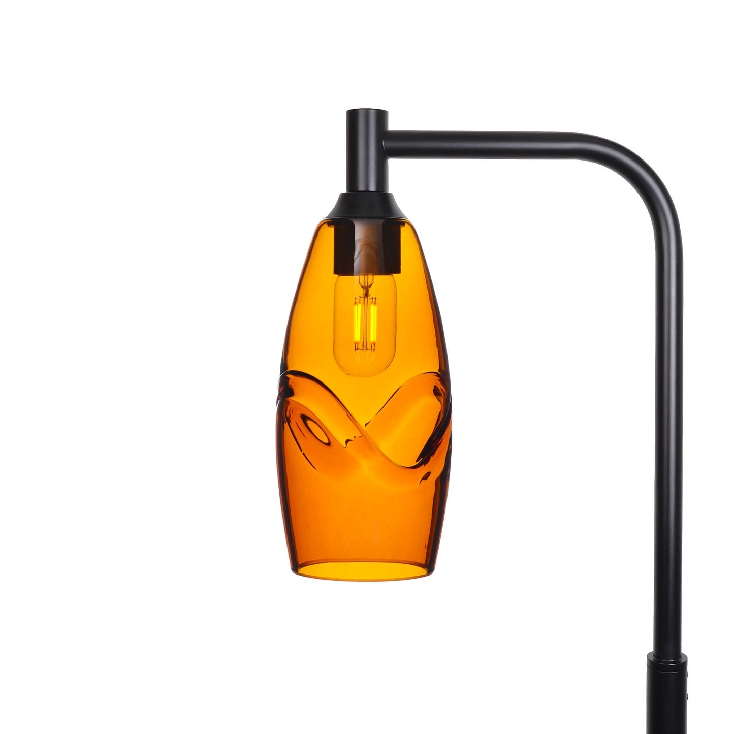 147 Swell: Floor Lamp-Glass-Bicycle Glass Co - Hotshop-Golden Amber-Matte Black-Bicycle Glass Co