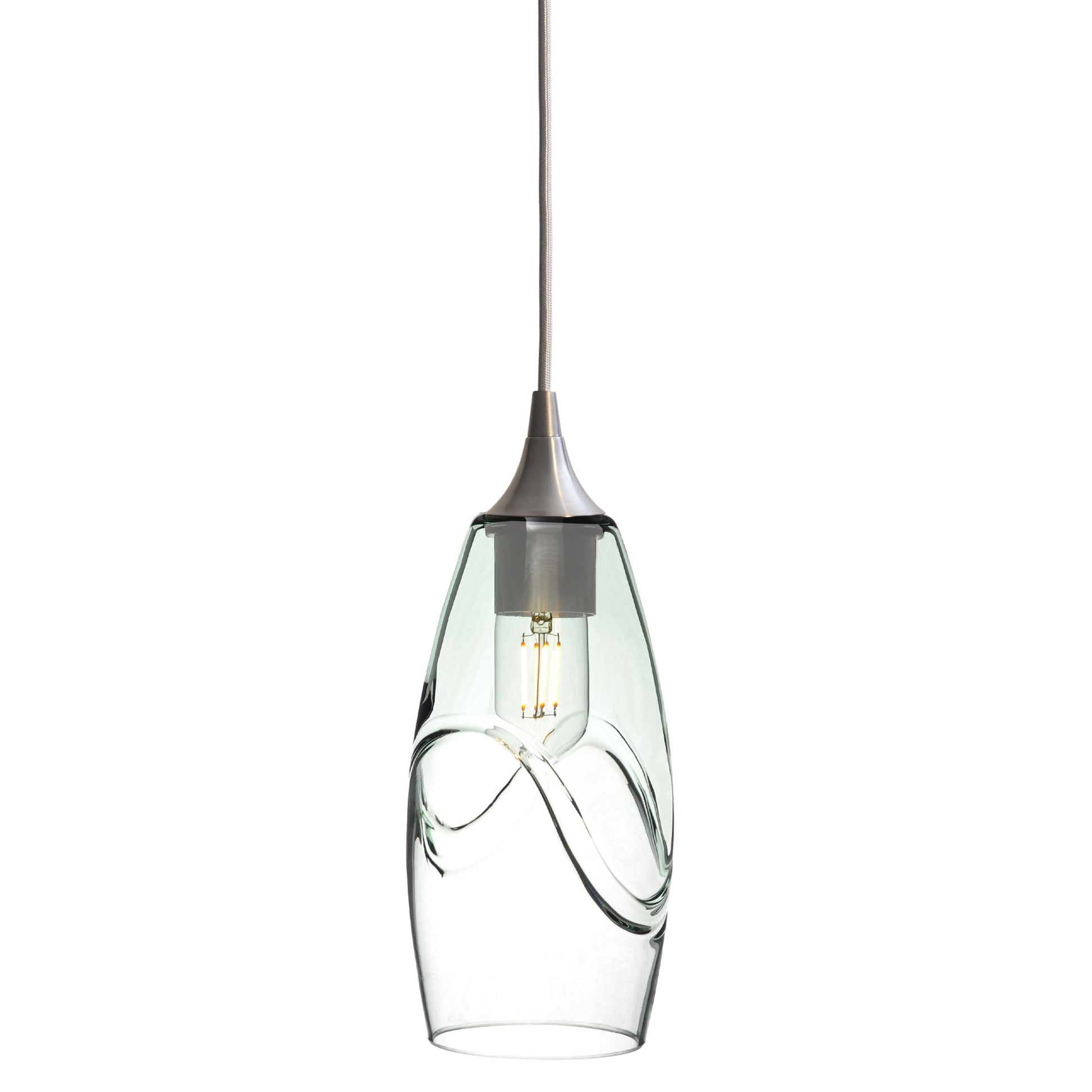 147 Swell: Single Pendant Light-Glass-Bicycle Glass Co - Hotshop-Eco Clear-Brushed Nickel-Bicycle Glass Co