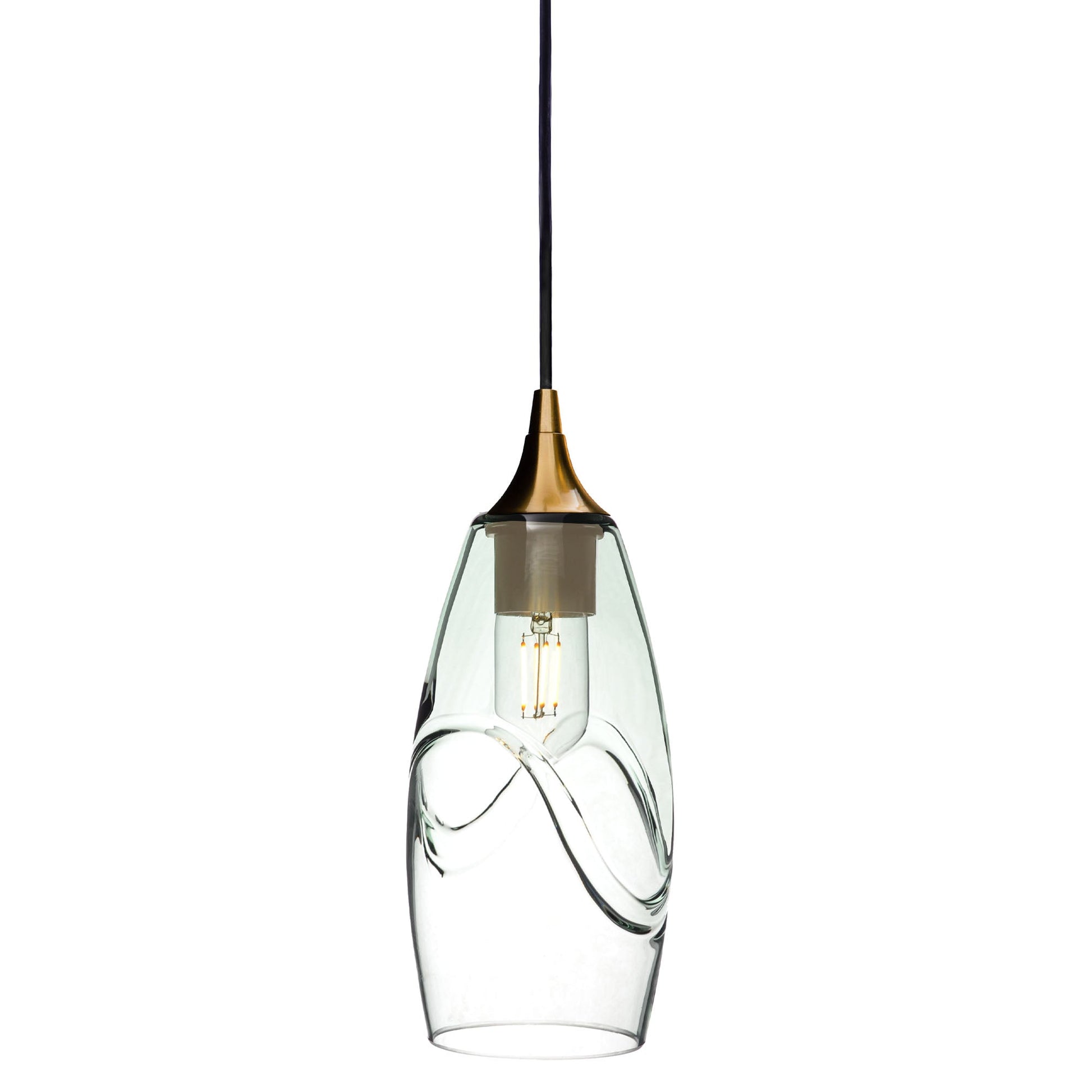 147 Swell: Single Pendant Light-Glass-Bicycle Glass Co - Hotshop-Eco Clear-Polished Brass-Bicycle Glass Co