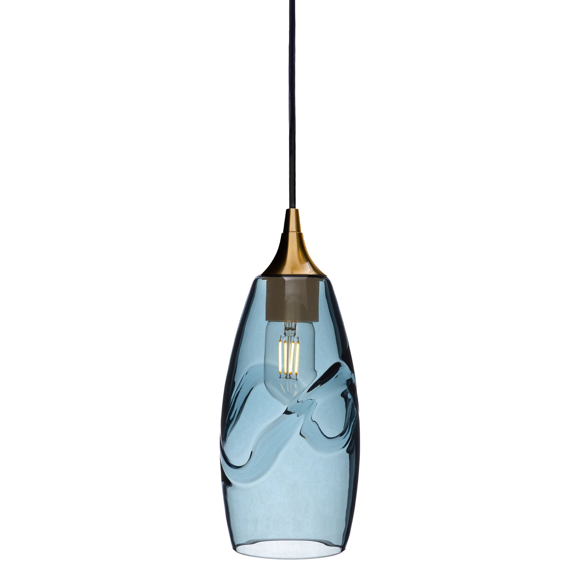 147 Swell: Single Pendant Light-Glass-Bicycle Glass Co - Hotshop-Slate Gray-Polished Brass-Bicycle Glass Co