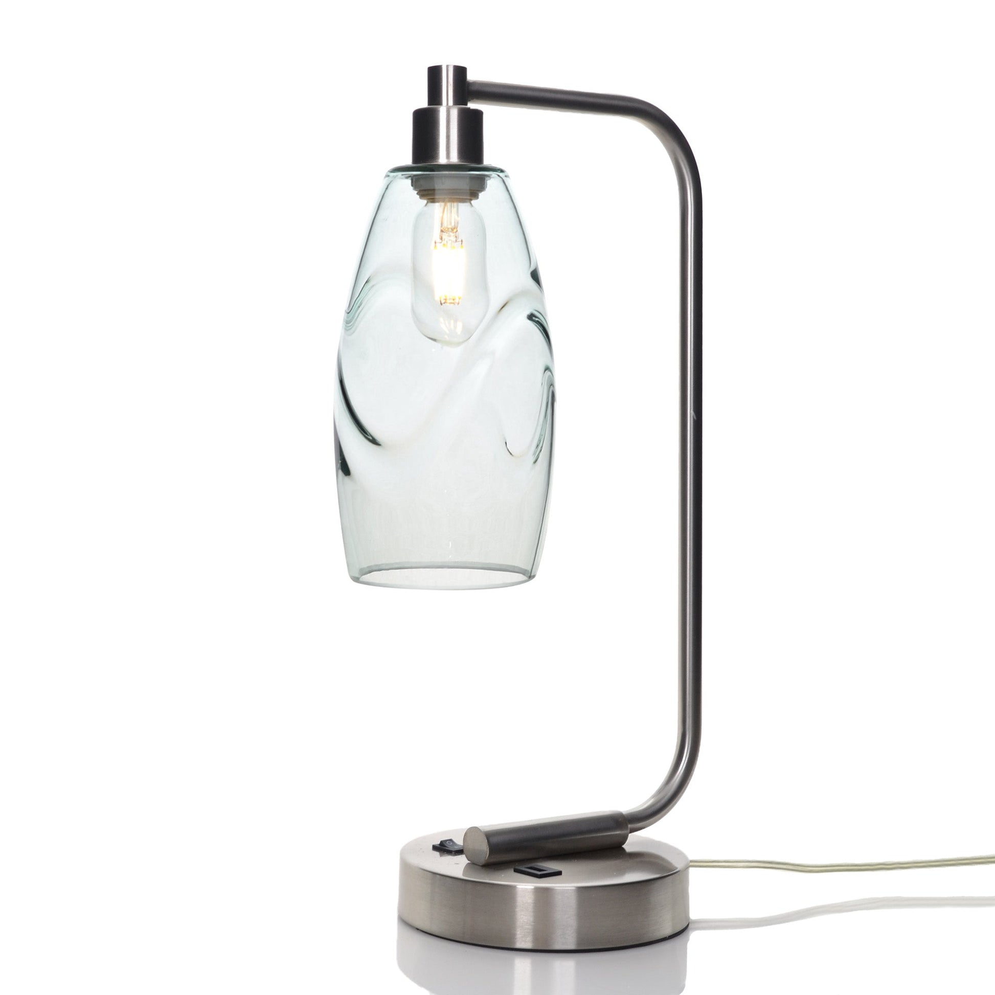 147 Swell: Table Lamp-Glass-Bicycle Glass Co - Hotshop-Eco Clear-Brushed Nickel-4 Watt LED (+$0.00)-Bicycle Glass Co