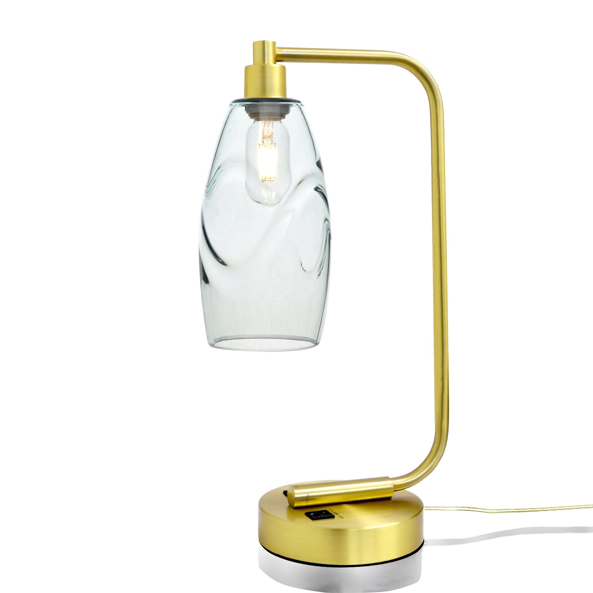 147 Swell: Table Lamp-Glass-Bicycle Glass Co - Hotshop-Eco Clear-Satin Brass-Bicycle Glass Co
