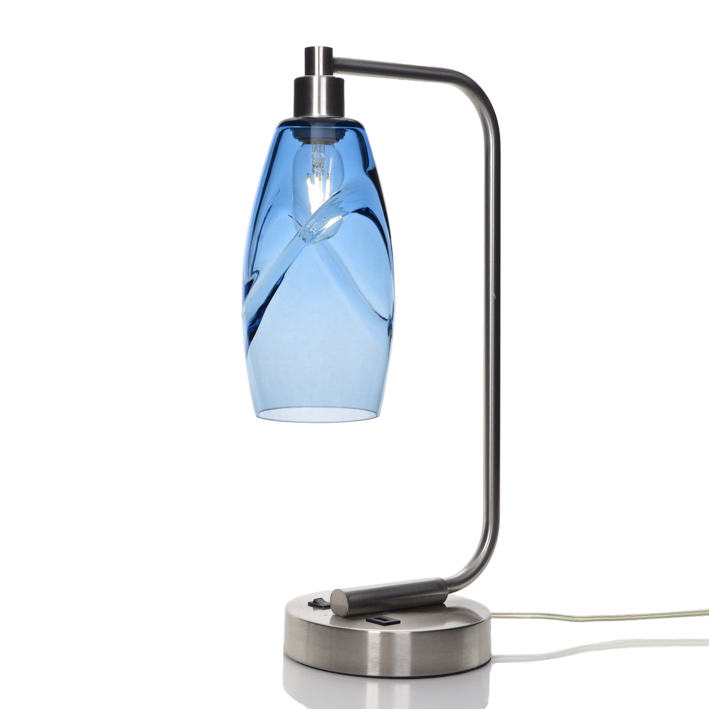 147 Swell: Table Lamp-Glass-Bicycle Glass Co - Hotshop-Steel Blue-Brushed Nickel-4 Watt LED (+$0.00)-Bicycle Glass Co