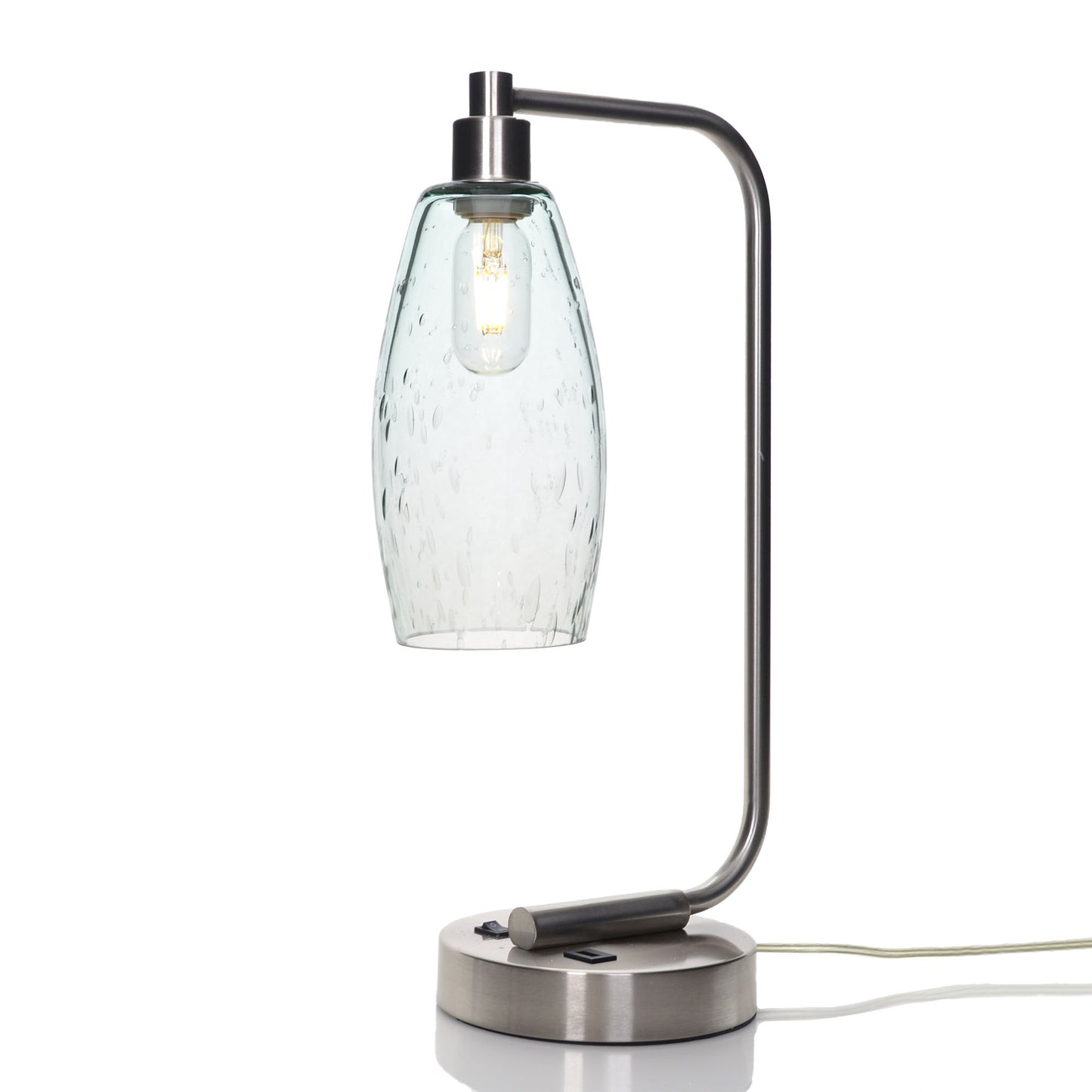 147 Table Lamp-Glass-Bicycle Glass Co - Hotshop-Lunar-Eco Clear-Brushed Nickel-Bicycle Glass Co