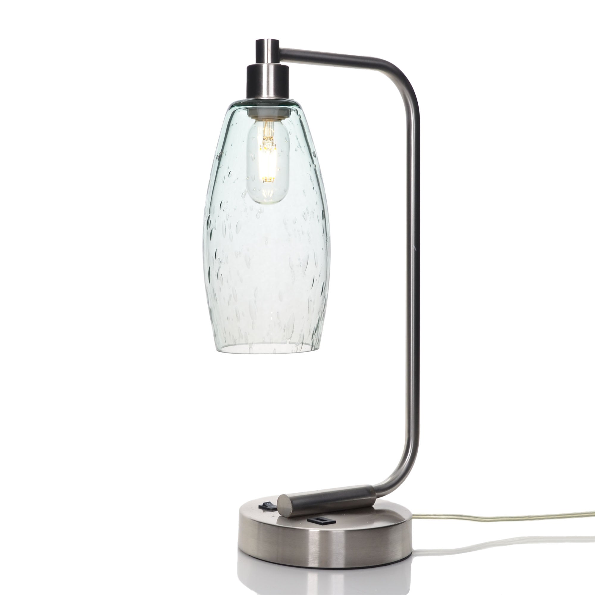 147 Table Lamp-Glass-Bicycle Glass Co - Hotshop-Lunar-Eco Clear-Brushed Nickel-Bicycle Glass Co