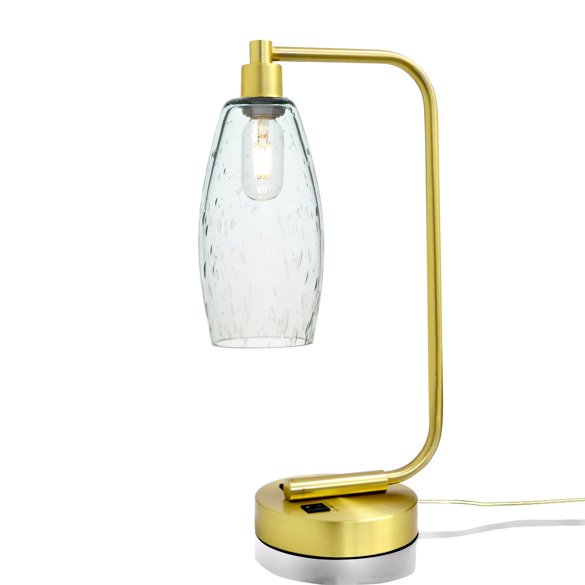 147 Table Lamp-Glass-Bicycle Glass Co - Hotshop-Lunar-Eco Clear-Satin Brass-Bicycle Glass Co