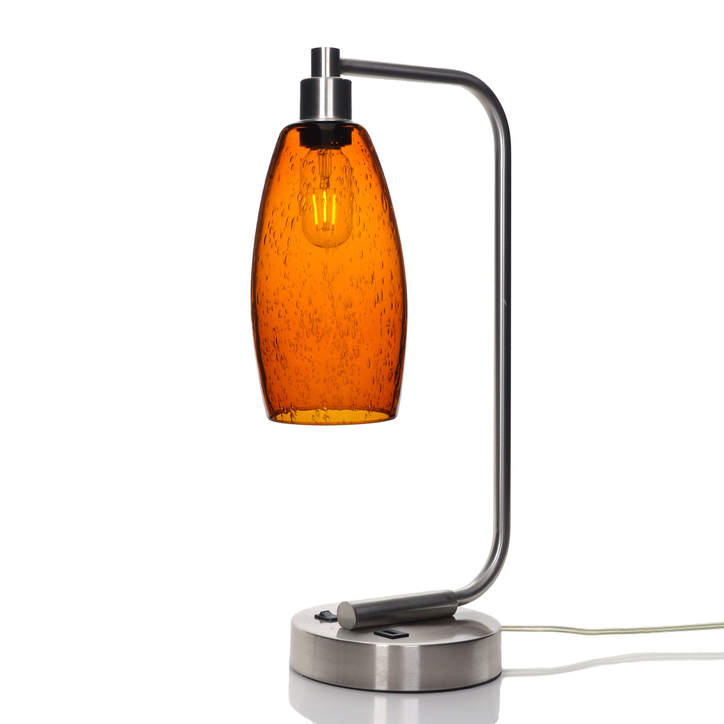 147 Table Lamp-Glass-Bicycle Glass Co - Hotshop-Lunar-Golden Amber-Brushed Nickel-Bicycle Glass Co