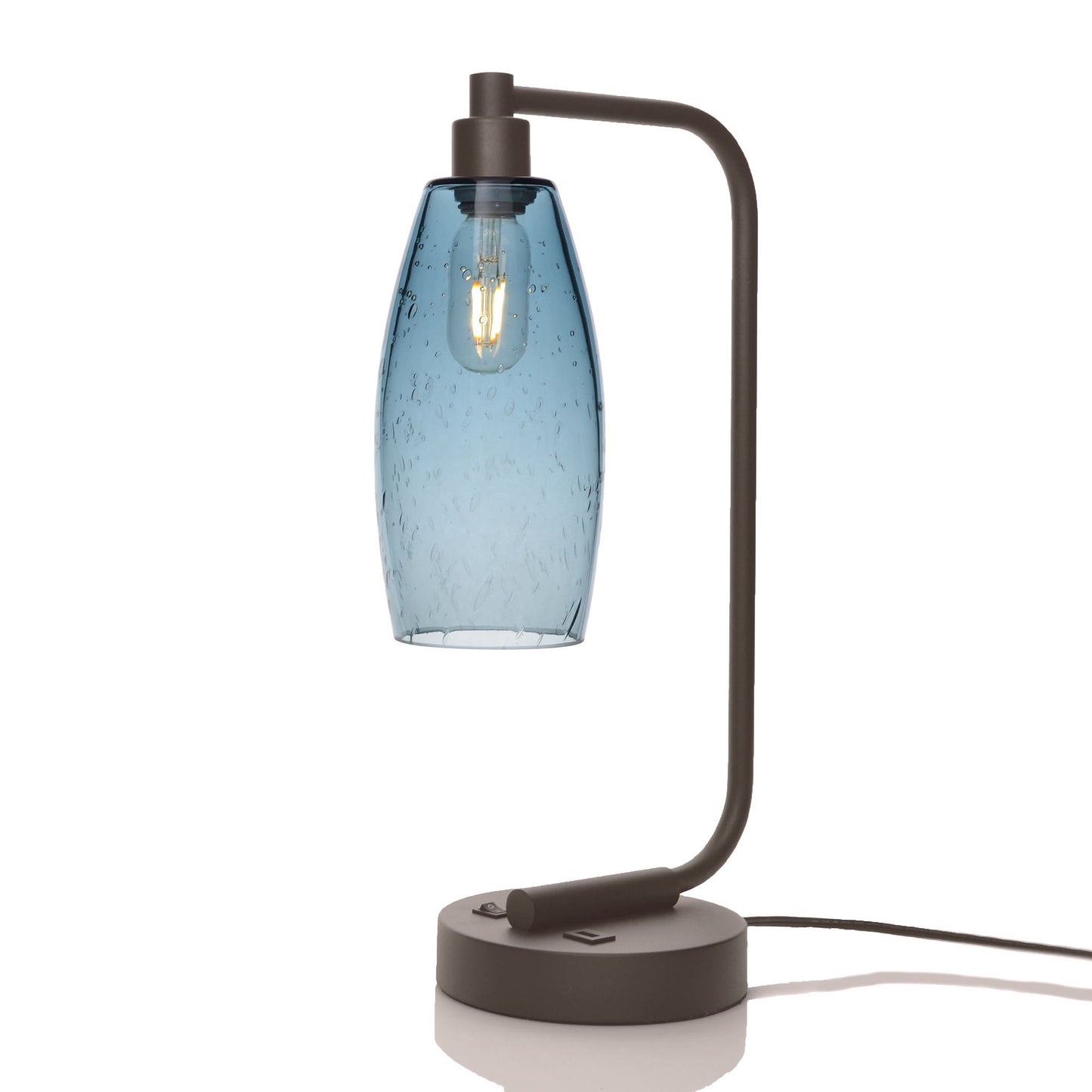 147 Table Lamp-Glass-Bicycle Glass Co - Hotshop-Lunar-Slate Gray-Dark Bronze-Bicycle Glass Co