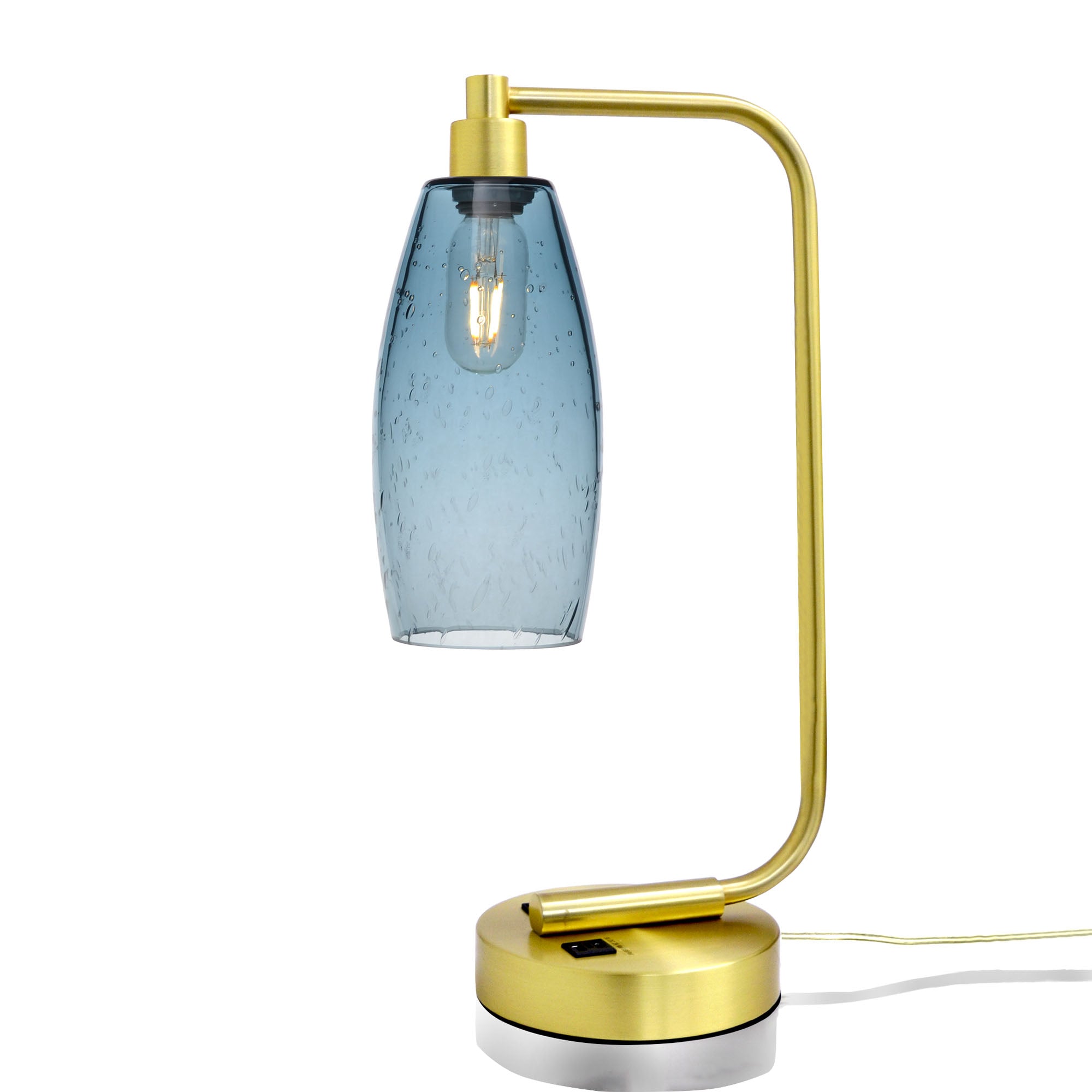 147 Table Lamp-Glass-Bicycle Glass Co - Hotshop-Lunar-Slate Gray-Satin Brass-Bicycle Glass Co