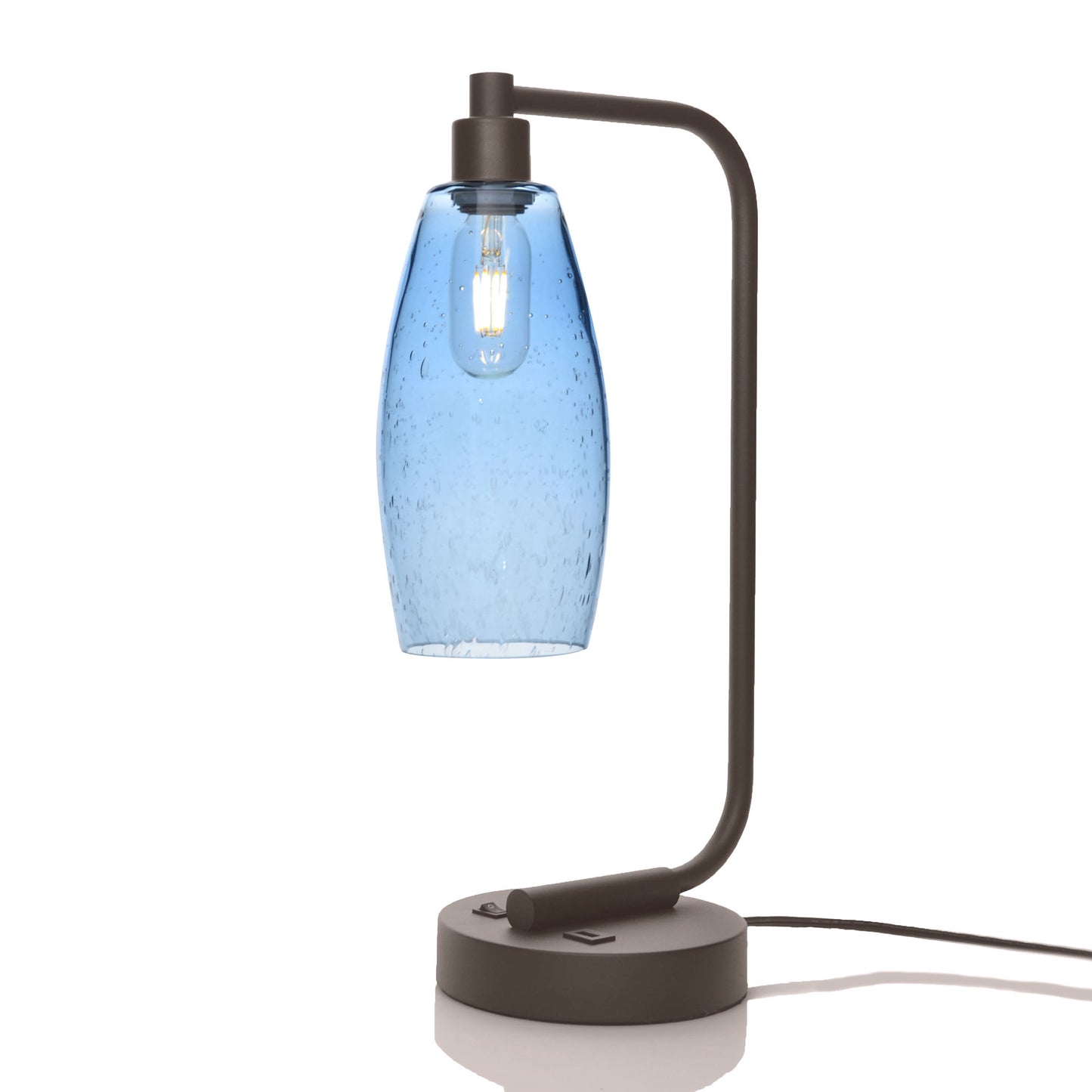 147 Table Lamp-Glass-Bicycle Glass Co - Hotshop-Lunar-Steel Blue-Dark Bronze-Bicycle Glass Co