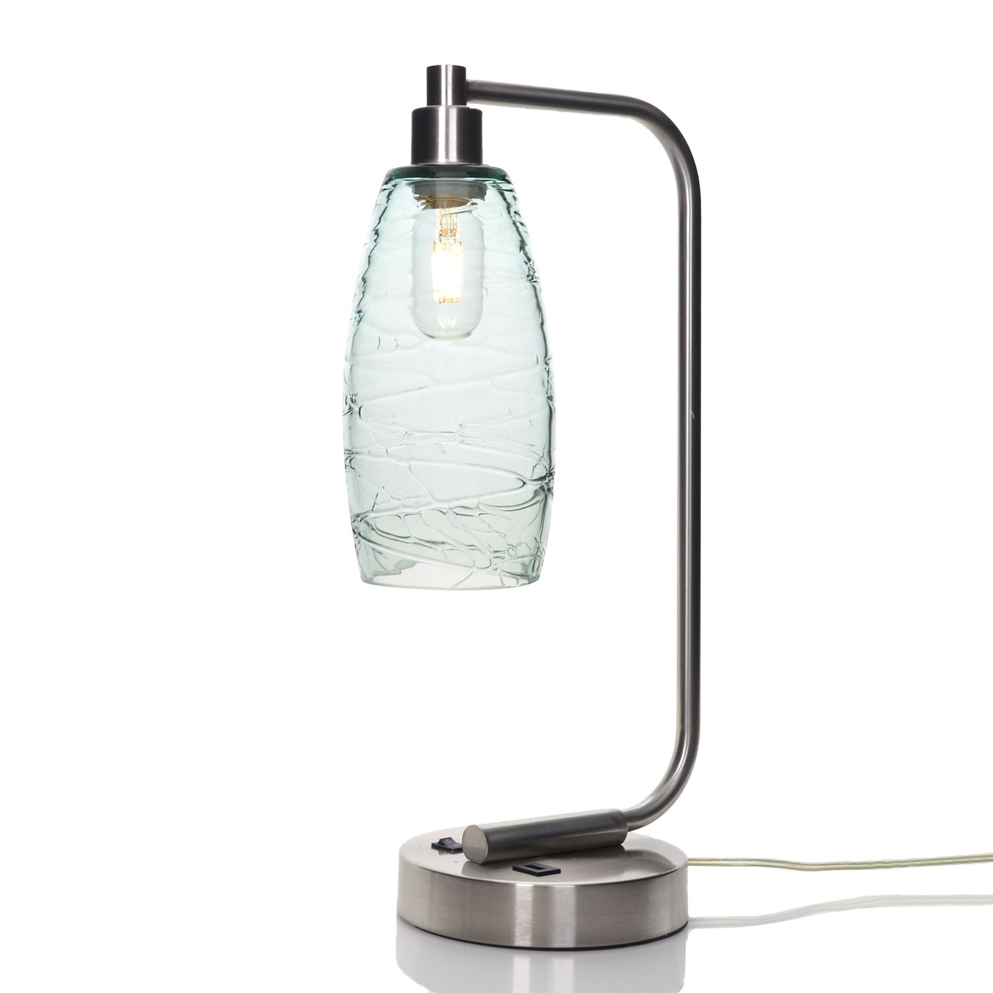 147 Table Lamp-Glass-Bicycle Glass Co - Hotshop-Spun-Eco Clear-Brushed Nickel-Bicycle Glass Co