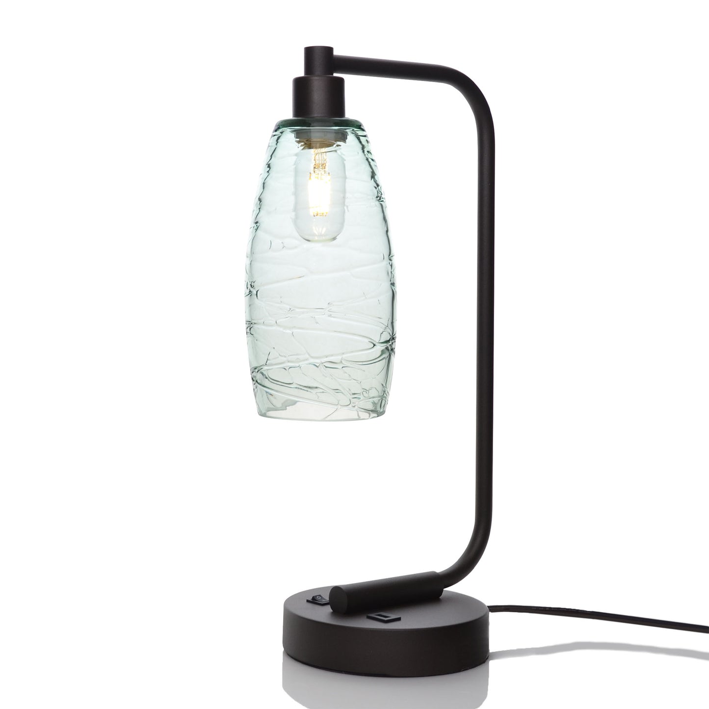 147 Table Lamp-Glass-Bicycle Glass Co - Hotshop-Spun-Eco Clear-Matte Black-Bicycle Glass Co