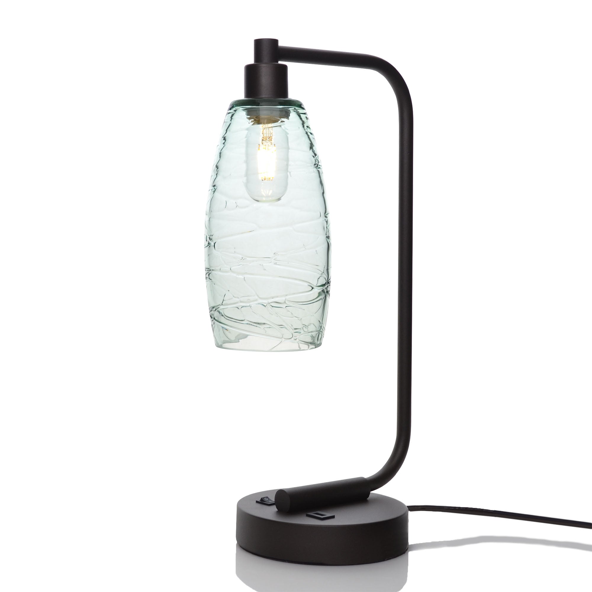 147 Table Lamp-Glass-Bicycle Glass Co - Hotshop-Spun-Eco Clear-Matte Black-Bicycle Glass Co