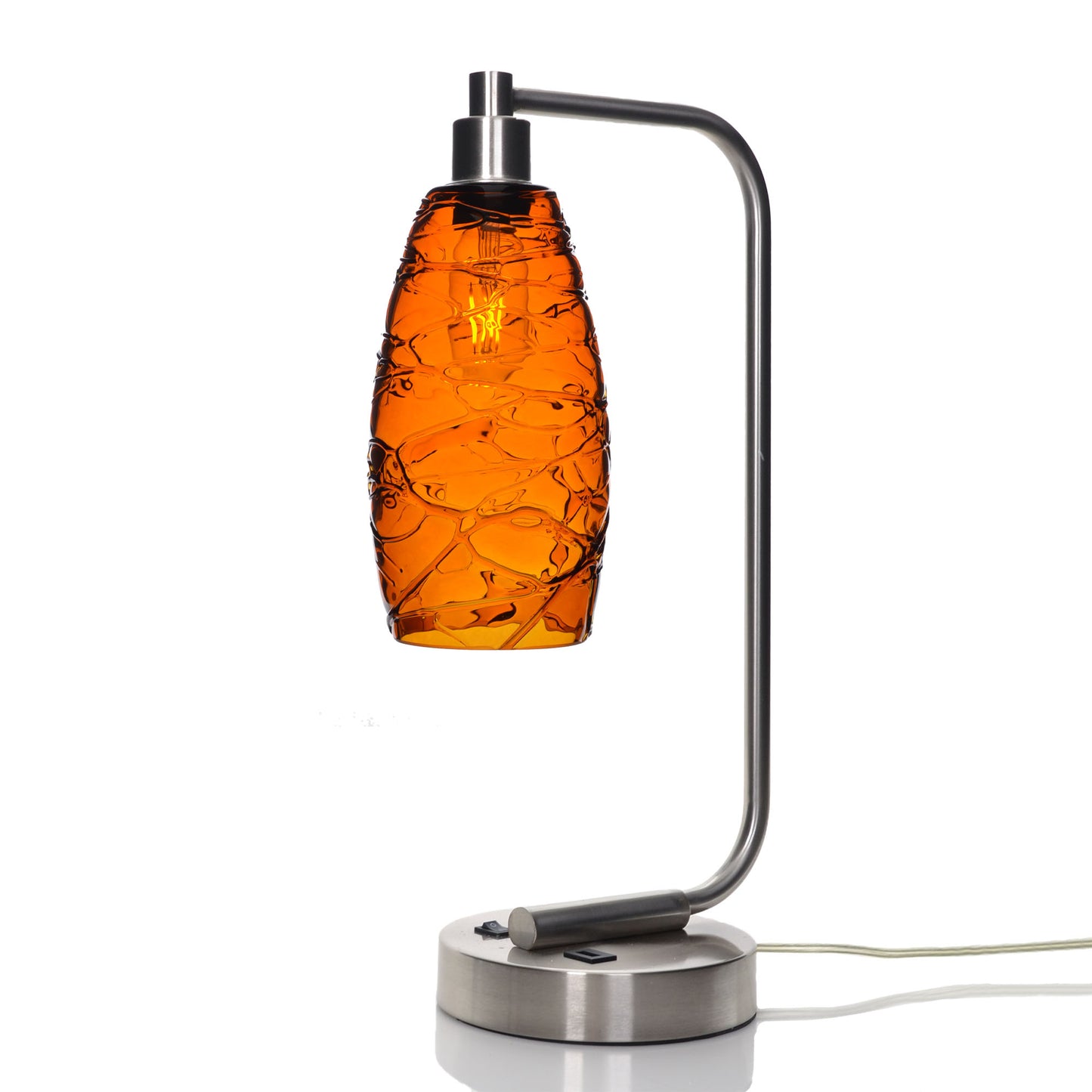 147 Table Lamp-Glass-Bicycle Glass Co - Hotshop-Spun-Golden Amber-Brushed Nickel-Bicycle Glass Co
