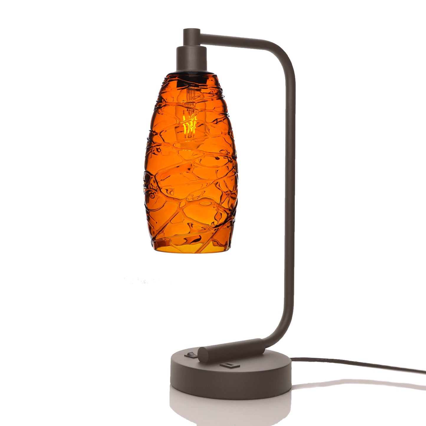 147 Table Lamp-Glass-Bicycle Glass Co - Hotshop-Spun-Golden Amber-Dark Bronze-Bicycle Glass Co